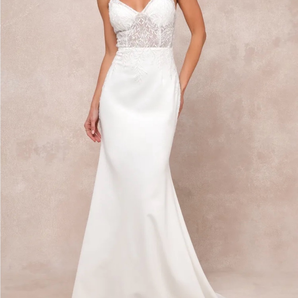 Infinite Adoration Ivory Beaded Embroidered Lace Maxi Dress Wedding dress gown